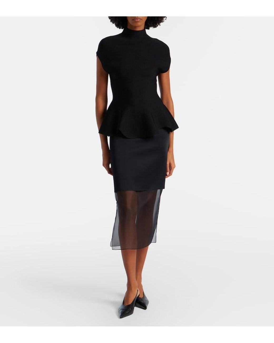 Khaite Black Andra Peplum Top