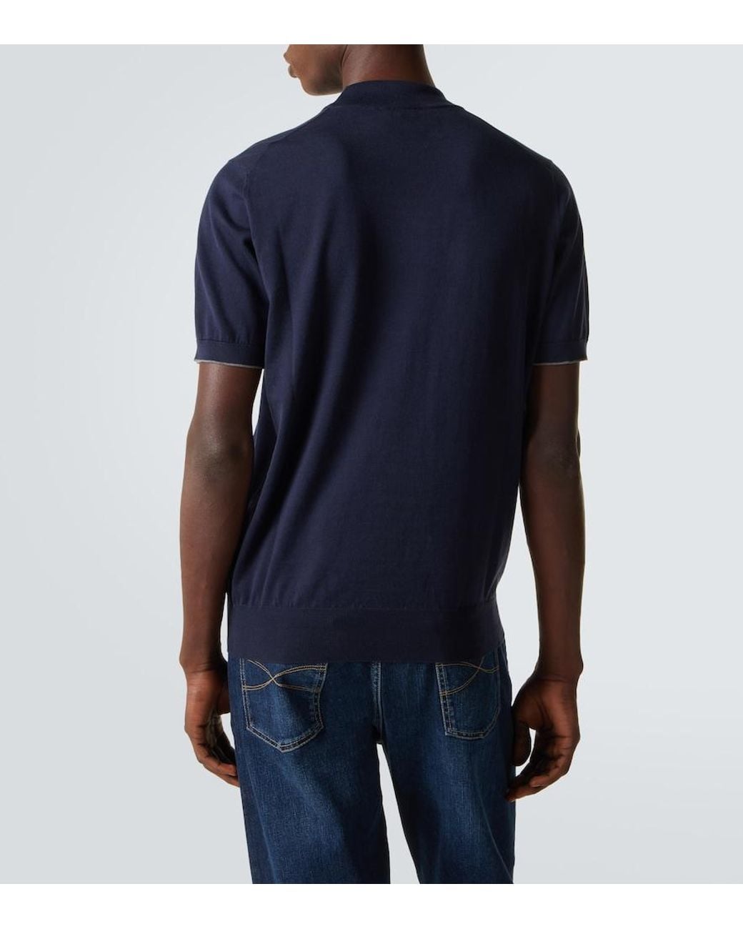 Brunello Cucinelli Blue Cotton Sweater for men