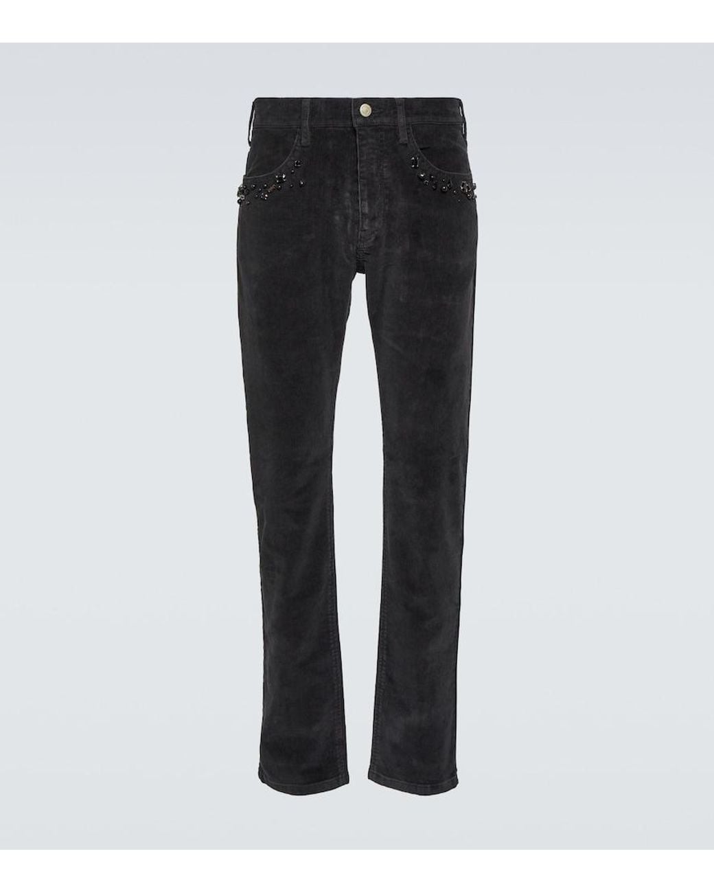 Undercover Black Studded Cotton Corduroy Slim Pants for men