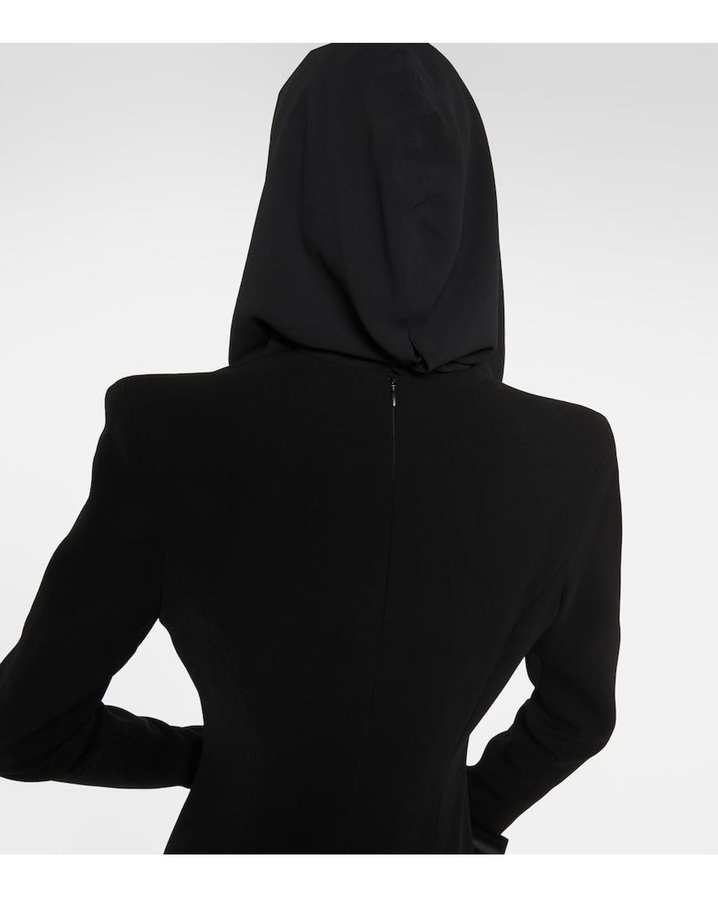 Monot Black Hooded Crepe Maxi Dress