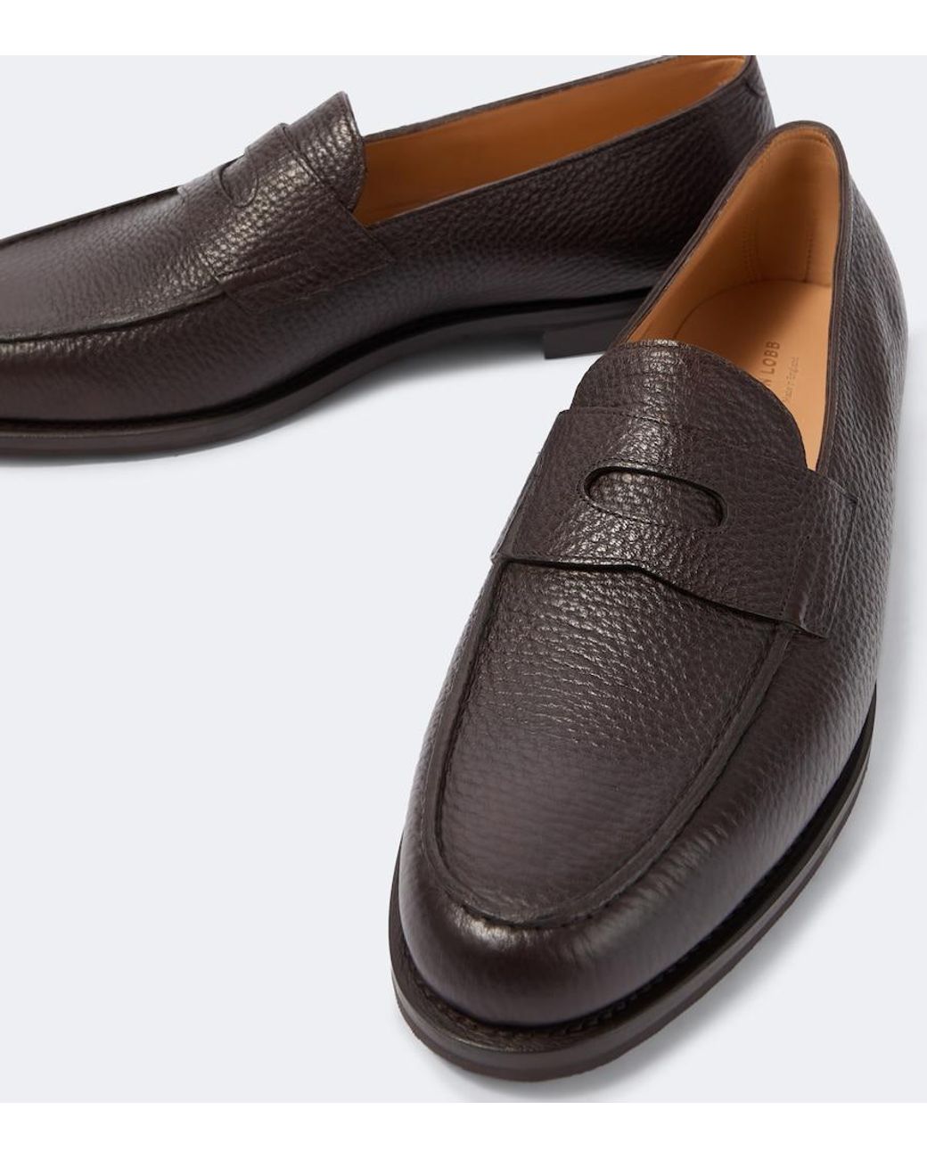 John Lobb Brown Lopez Leather Penny Loafers for men