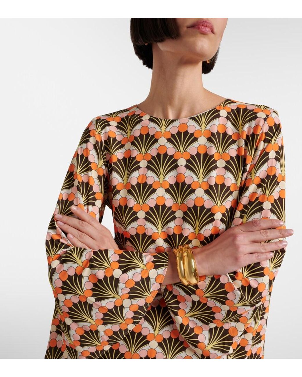 LaDoubleJ Natural Sorella Printed Midi Dress