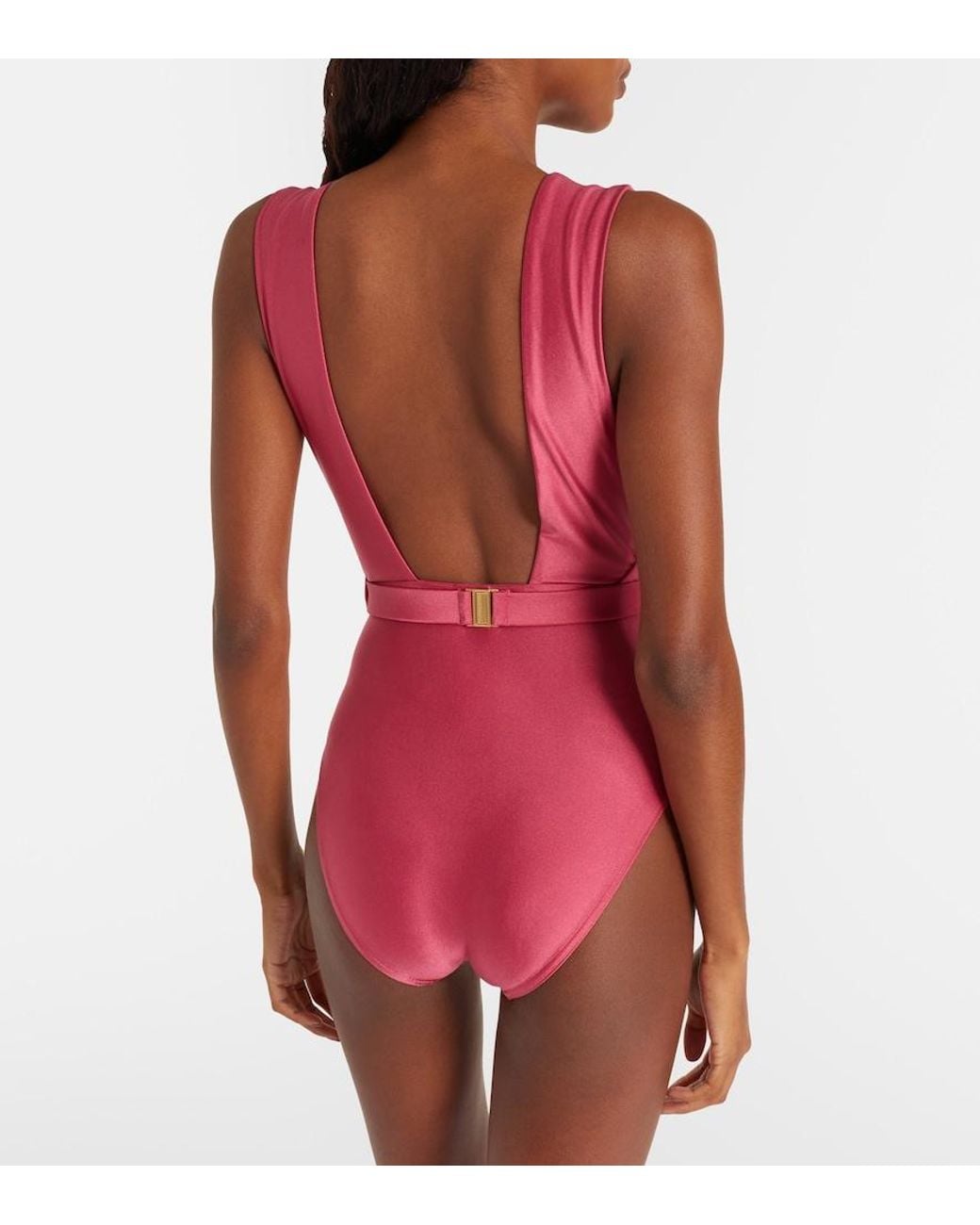Zimmermann Pink Wanderlust Belted Swimsuit