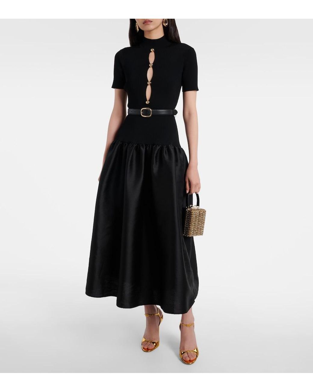 Self-Portrait Metallic Micro Crystal-Embellished Box Bag