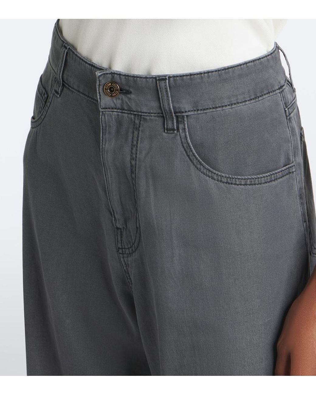 Miu Miu Gray Chambray Wide-Leg Pants