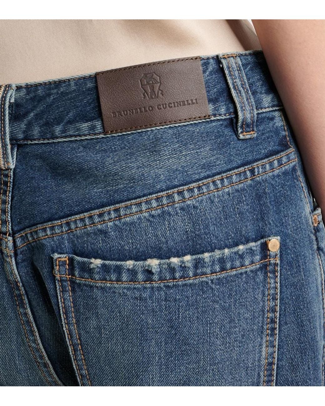 Brunello Cucinelli Blue Low-Rise Straight Jeans