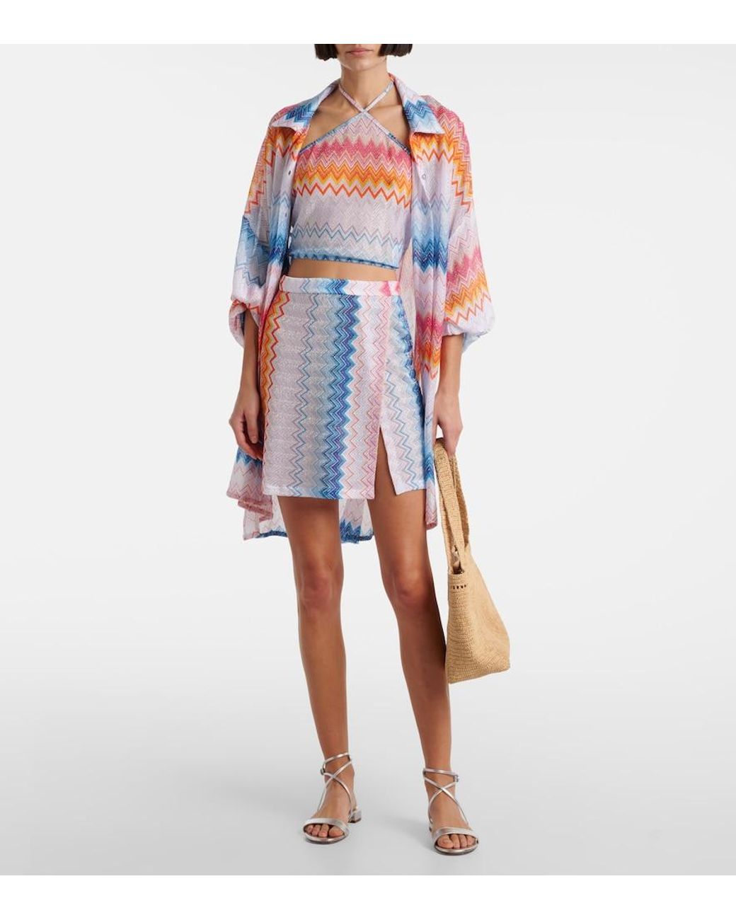 Missoni Pink Zigzag Halterneck Crop Top
