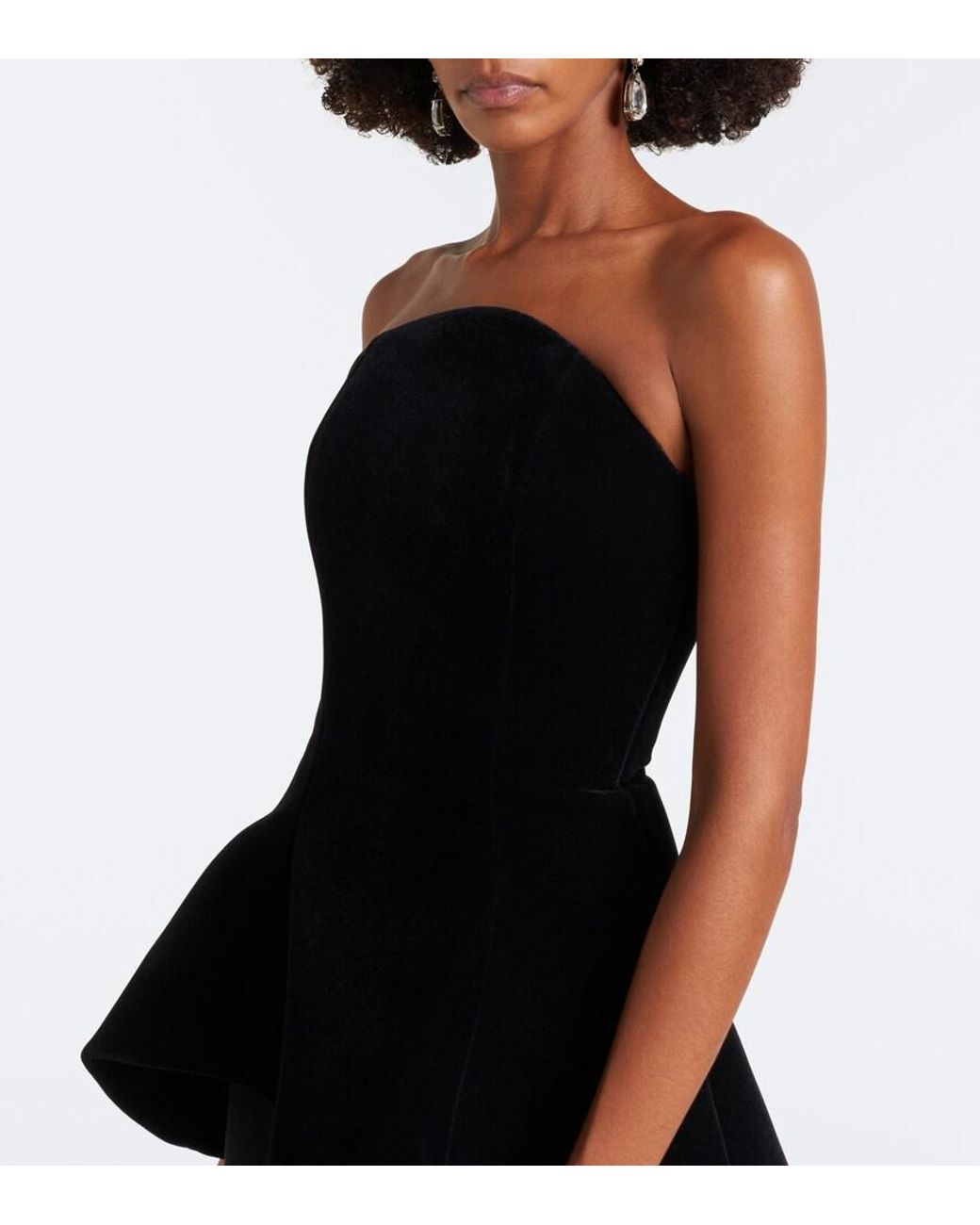 David Koma Black Peplum Strapless Gown