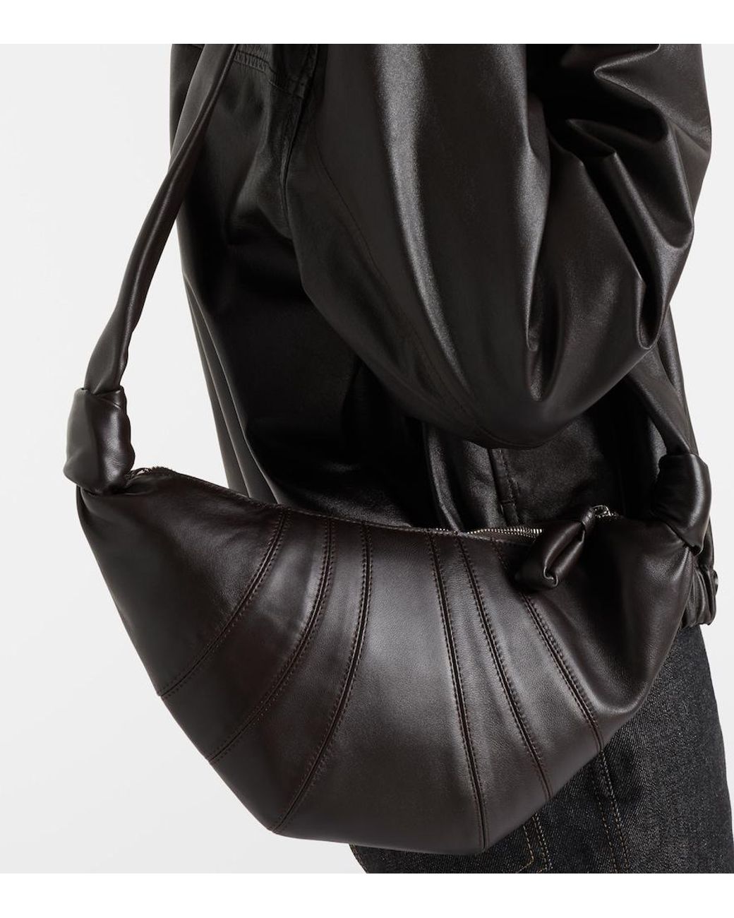 Lemaire Black Croissant Small Leather Shoulder Bag