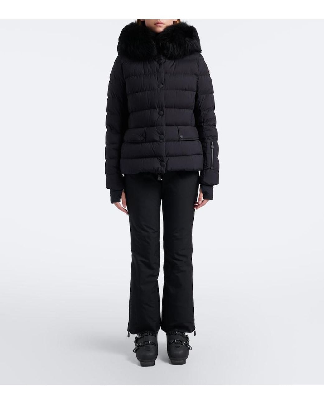 Moncler Black Armoniques Shearling-Trimmed Ski Jacket
