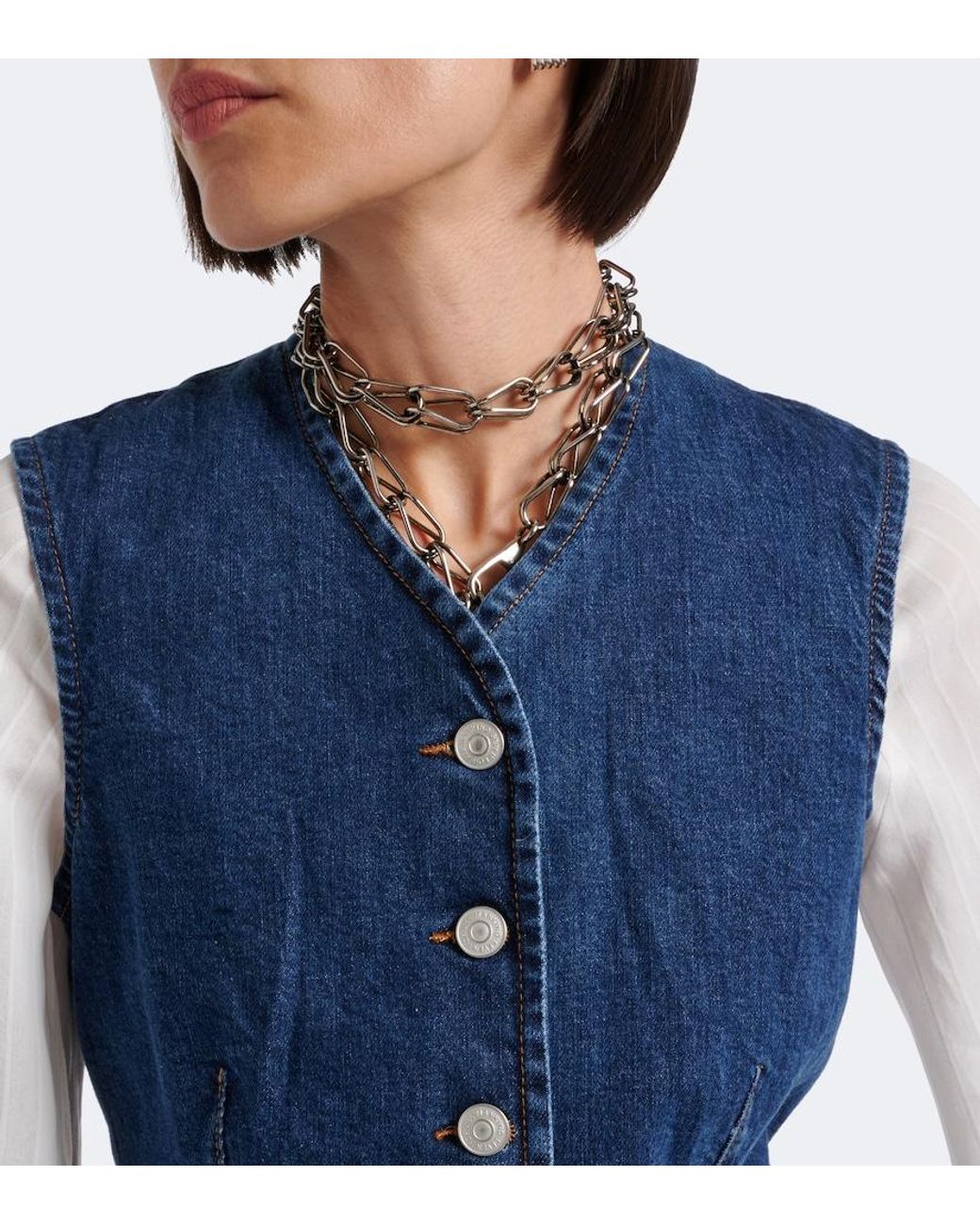 7 For All Mankind Blue Lady Denim Vest
