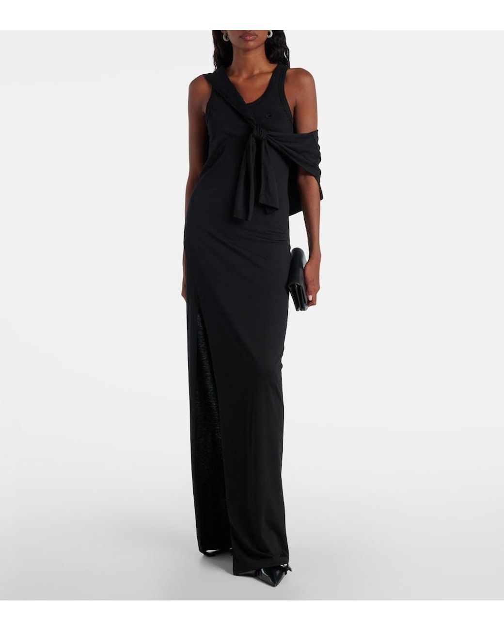 Coperni Black Layered Cotton-Blend Jersey Maxi Dress