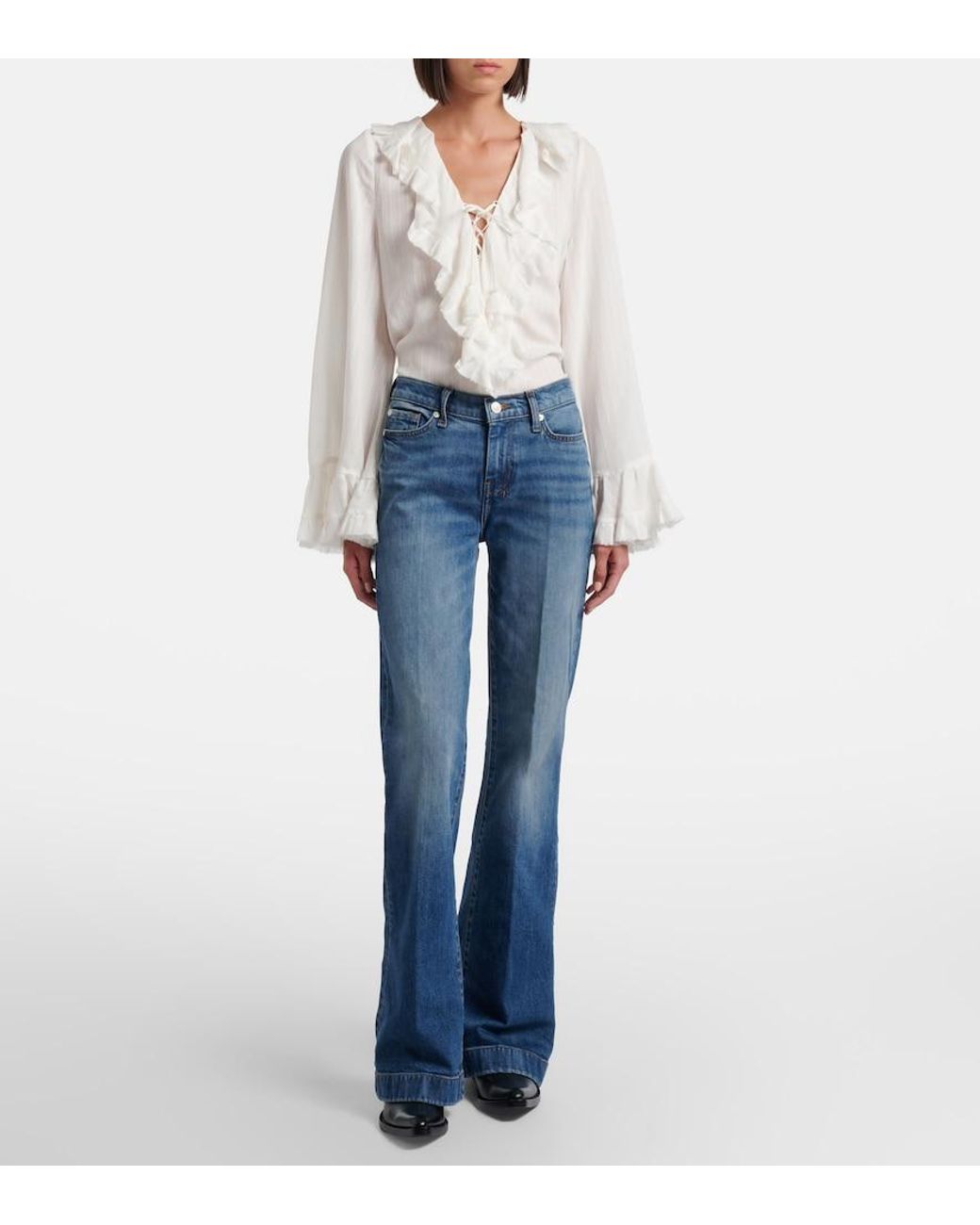7 For All Mankind Blue Dojo Flared Jeans
