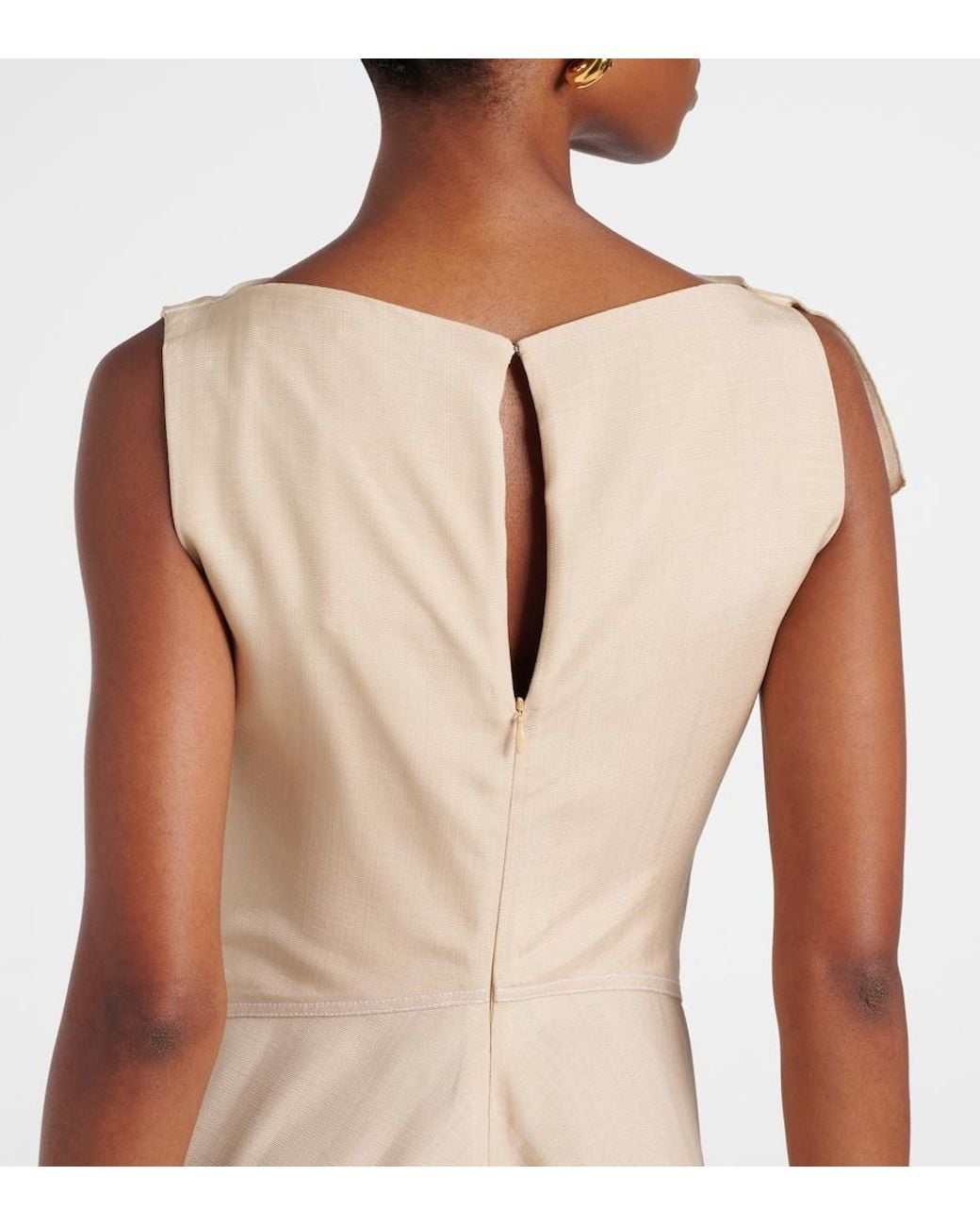 Victoria Beckham Natural Deconstructed Gathered Midi Dress