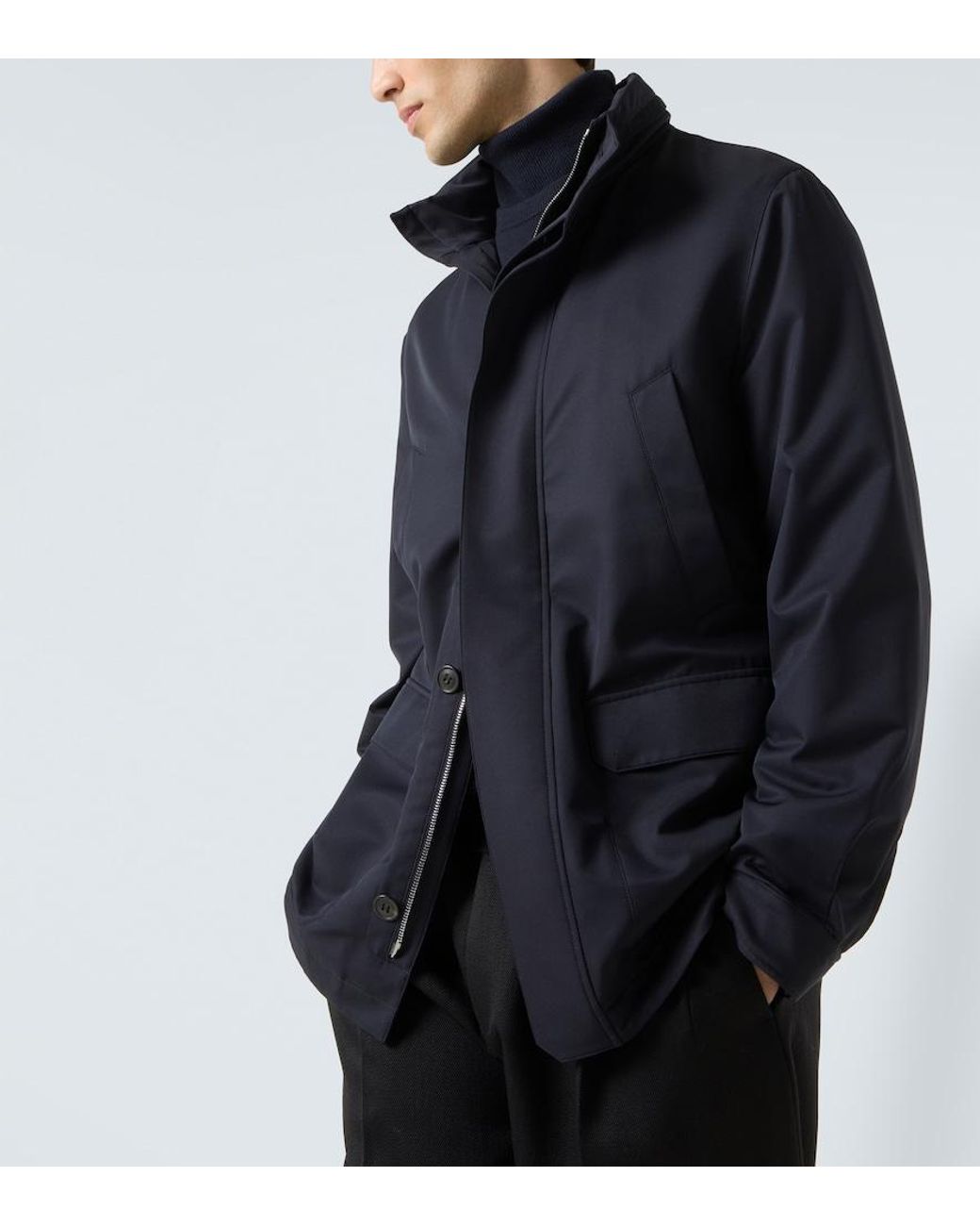 Zegna Blue Twill Field Jacket for men