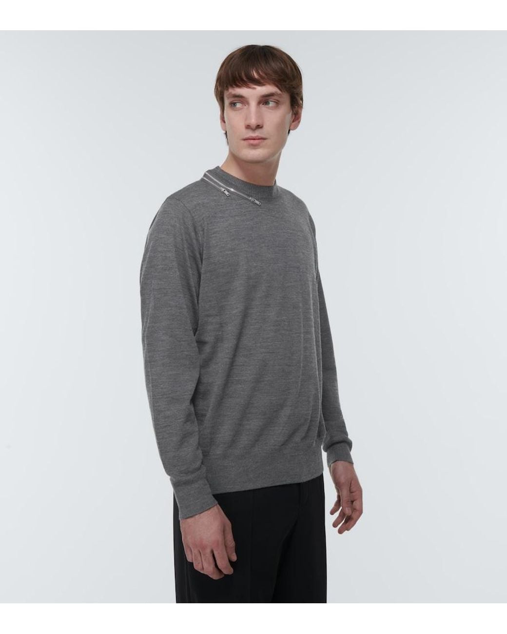 Undercover Gray Embellished Wool Sweater for men