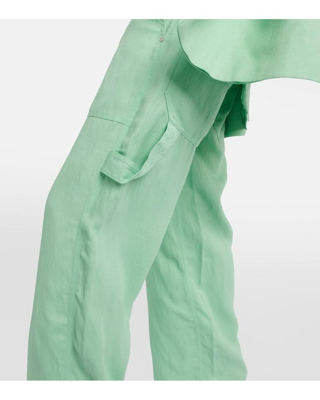 Stella McCartney Green High-Rise Wide-Leg Pants