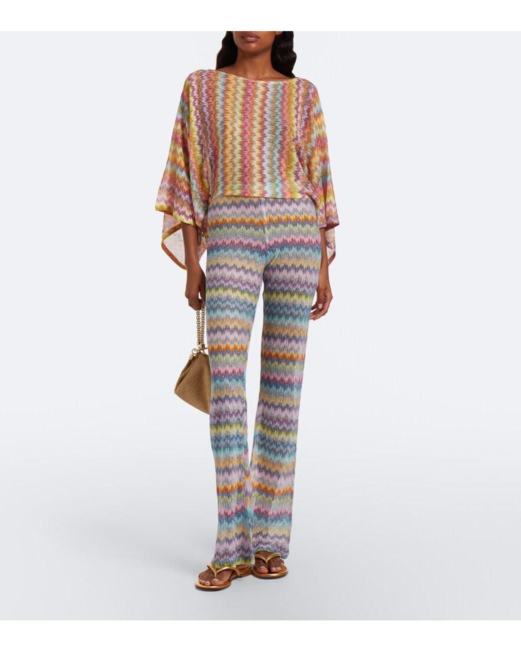 Missoni Blue Lame Flared Pants