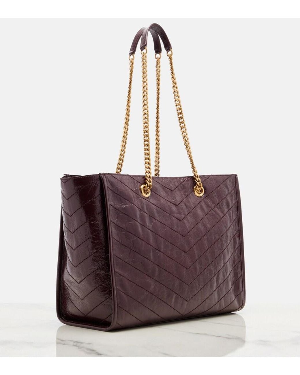 Saint Laurent Red Niki Large Leather Shopper