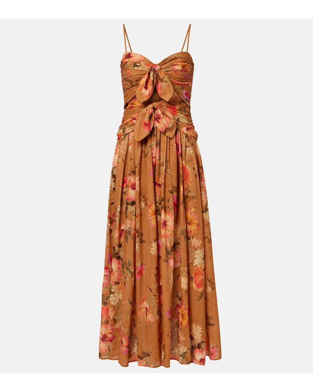 Zimmermann Orange Mahon Floral Silk Maxi Dress