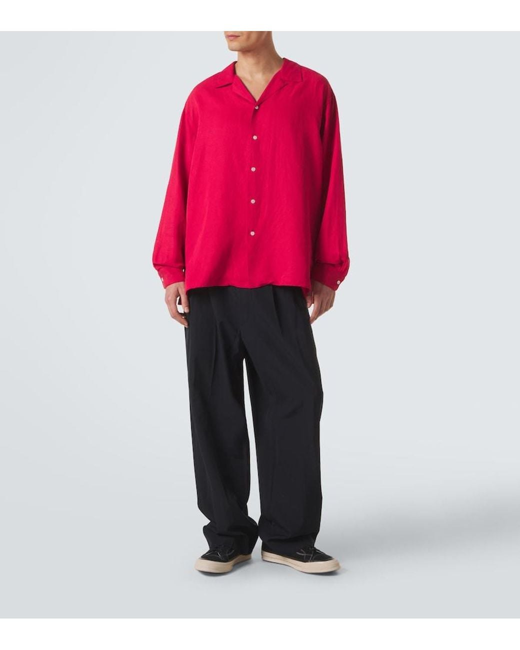 A.PRESSE Pink Vintage Silk And Linen Shirt for men