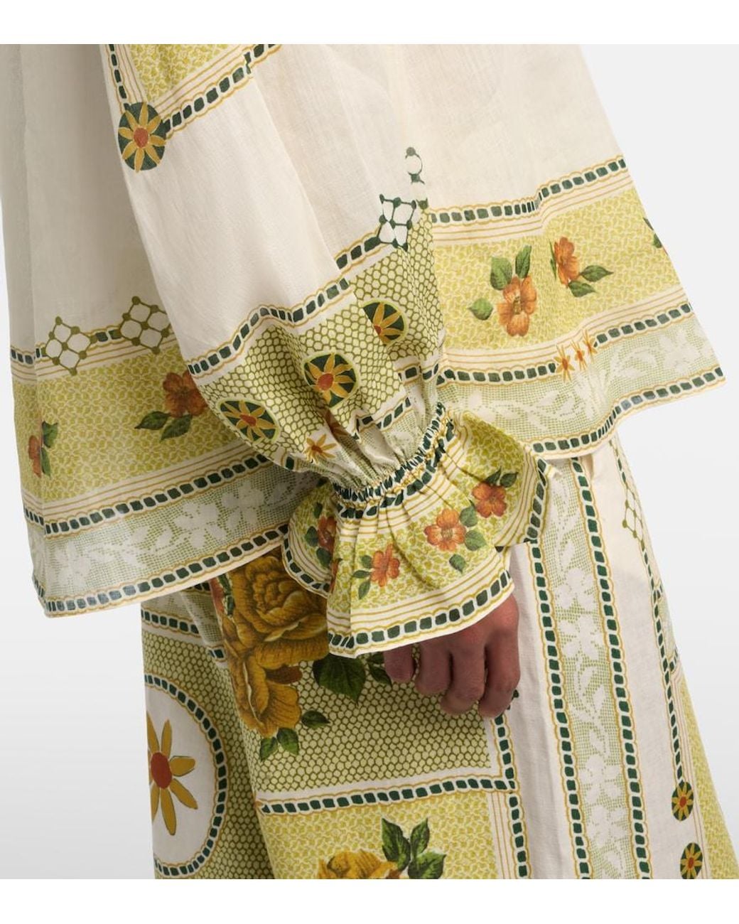 ALÉMAIS Metallic Dixie Printed Ramie Blouse