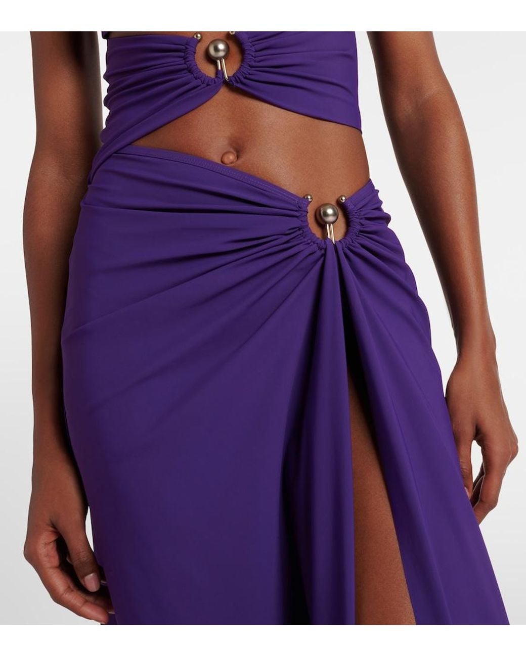 Christopher Esber Purple Cutout Ruched Maxi Dress