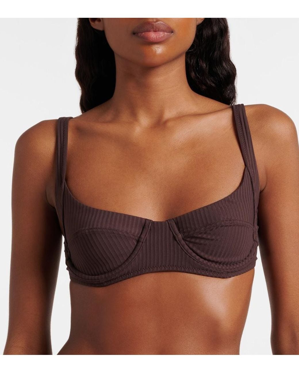 Melissa Odabash Brown Bikini-Oberteil Noto Aus Rippstrick