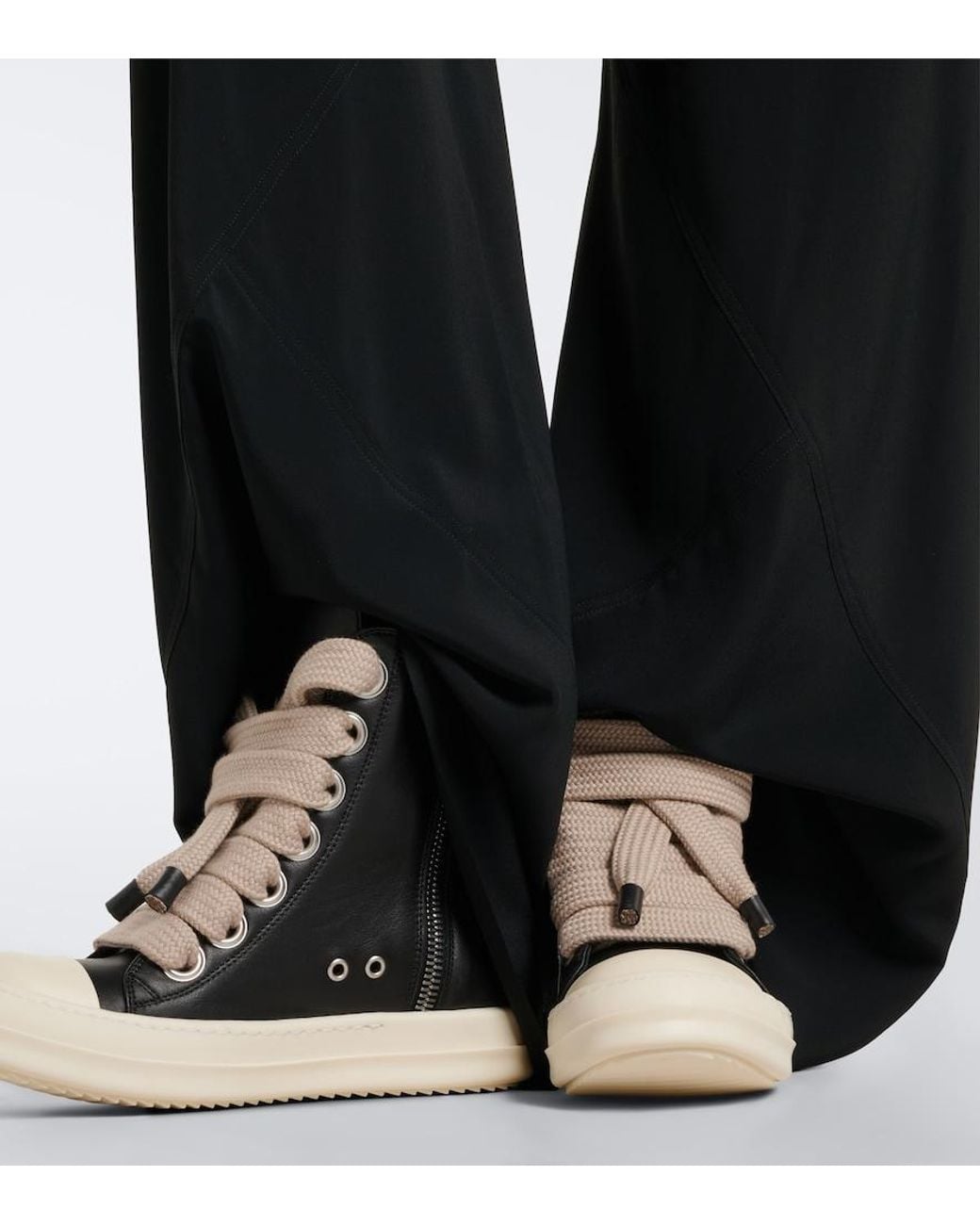 Rick Owens Black Jumbolace Leather Sneakers