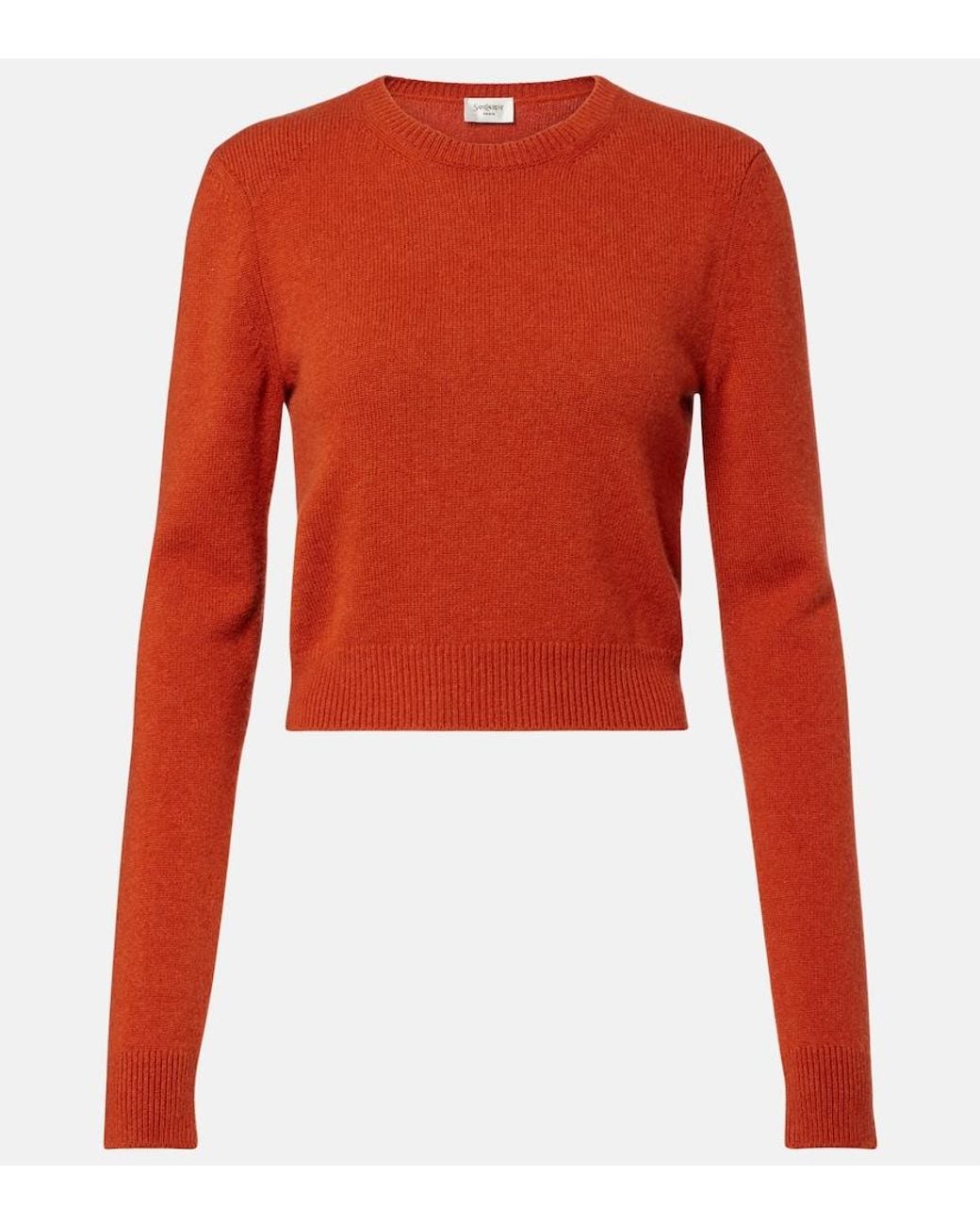 Saint Laurent Red Cropped Cashmere Sweater