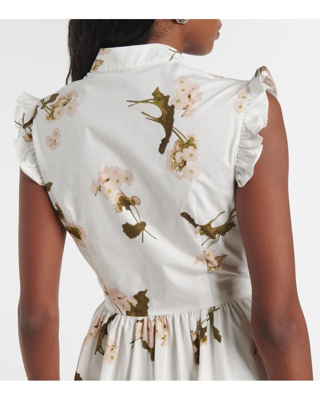 Erdem Natural Floral Cotton Poplin Midi Dress