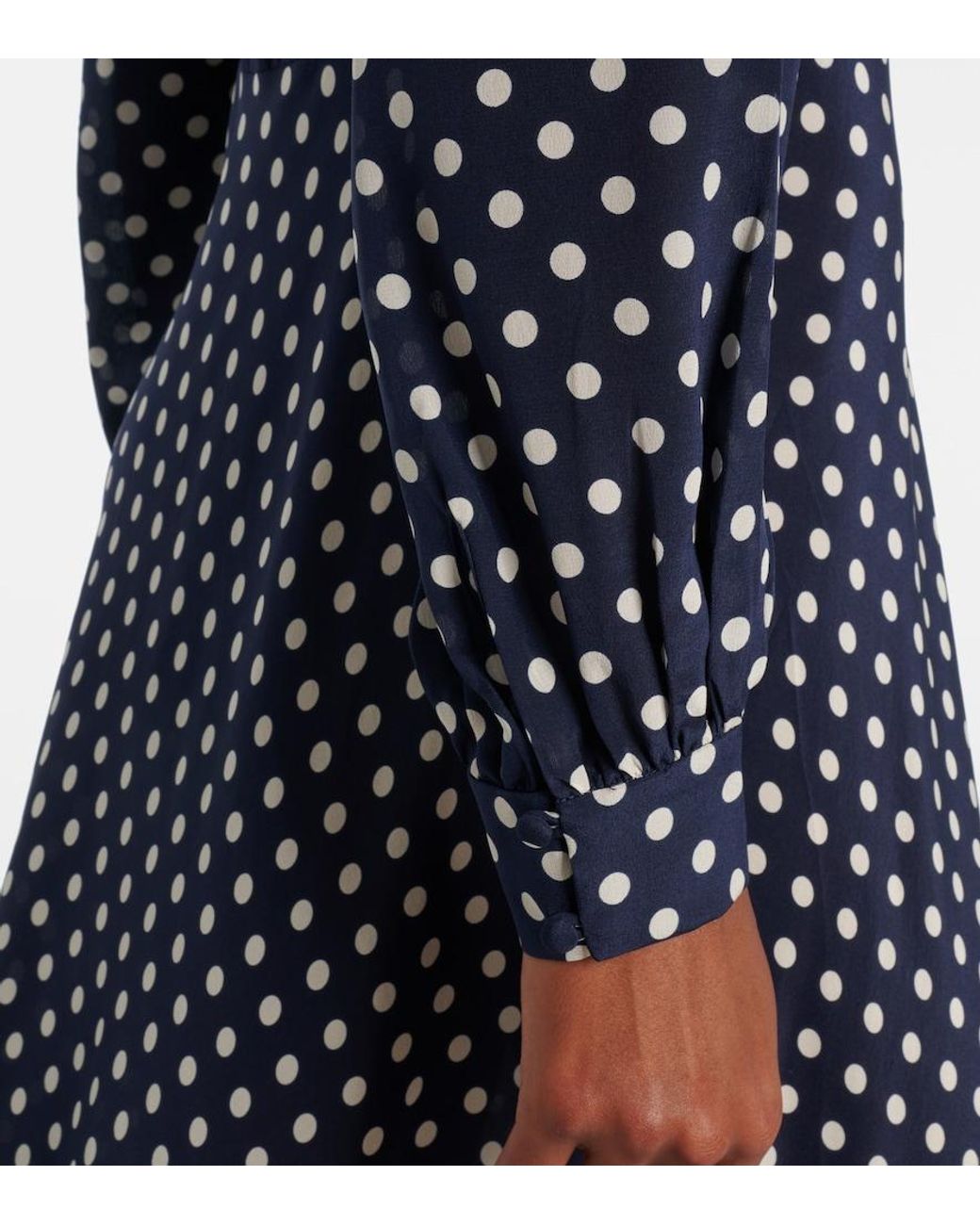 Rixo Blue Emory Polka-Dot Silk Maxi Dress