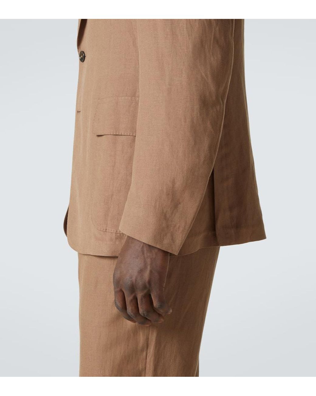 Ralph Lauren Brown Single-Breasted Silk And Linen Blazer for men