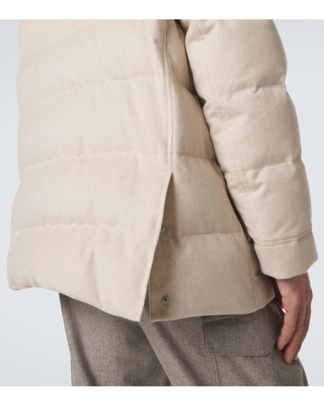 Brunello Cucinelli Natural Wool Flannel Down Parka for men