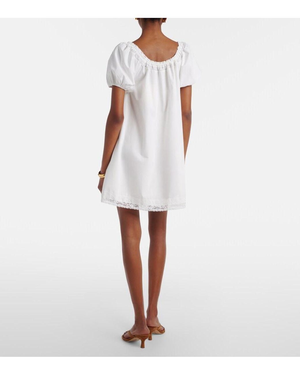 Faithfull The Brand White Galle Lace-Trimmed Cotton Minidress
