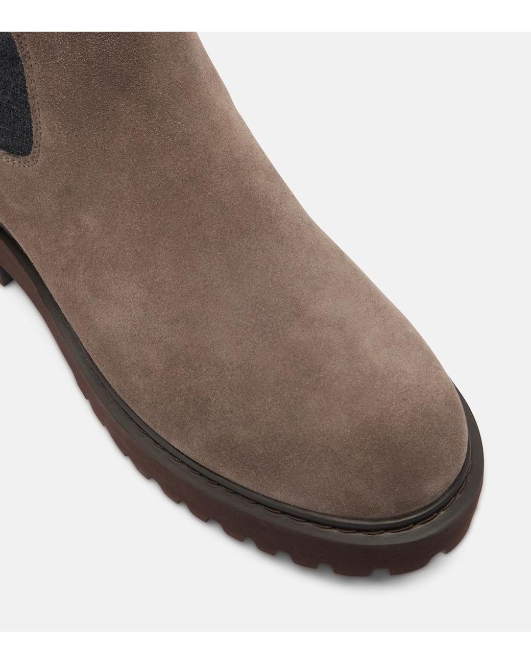 Brunello Cucinelli Brown Monili Suede Chelsea Boots