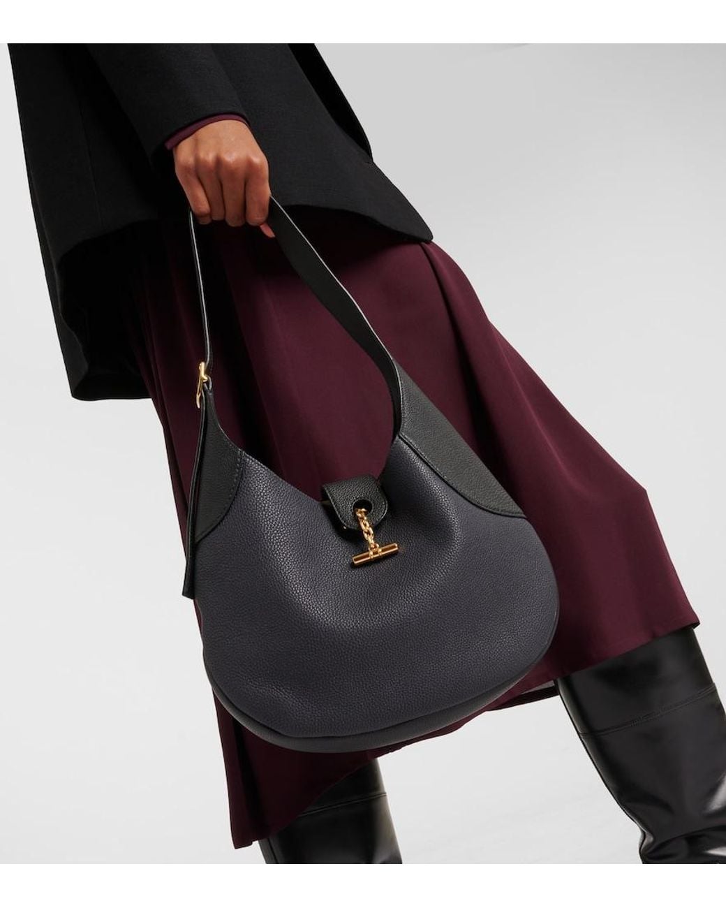 Loro Piana Blue Bobbin Medium Leather Shoulder Bag