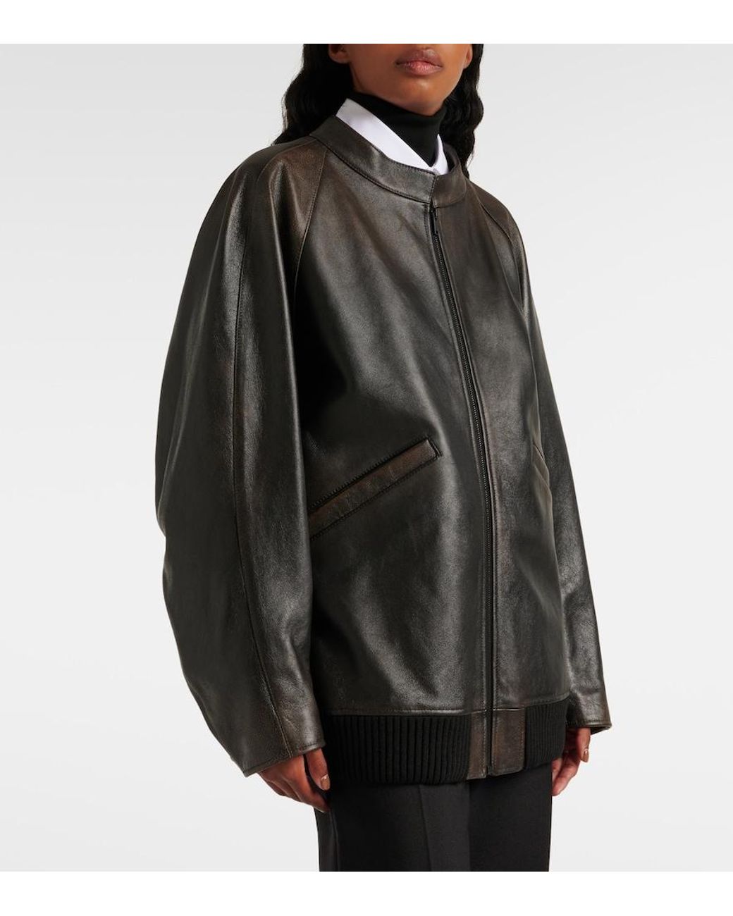 The Row Black Kengia Leather Jacket