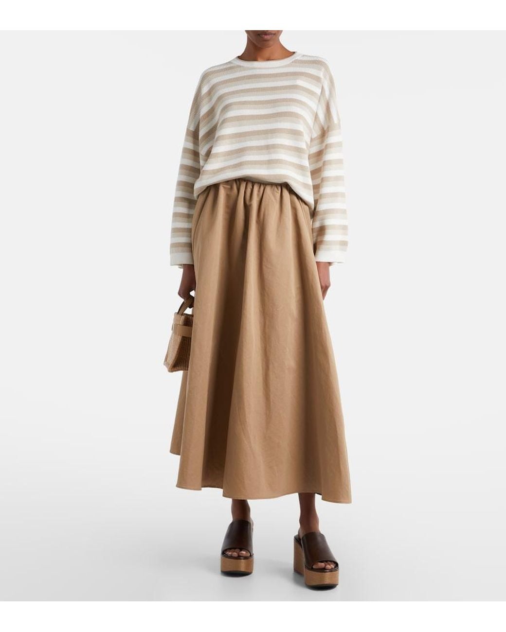 Brunello Cucinelli Natural Striped Cotton Sweater