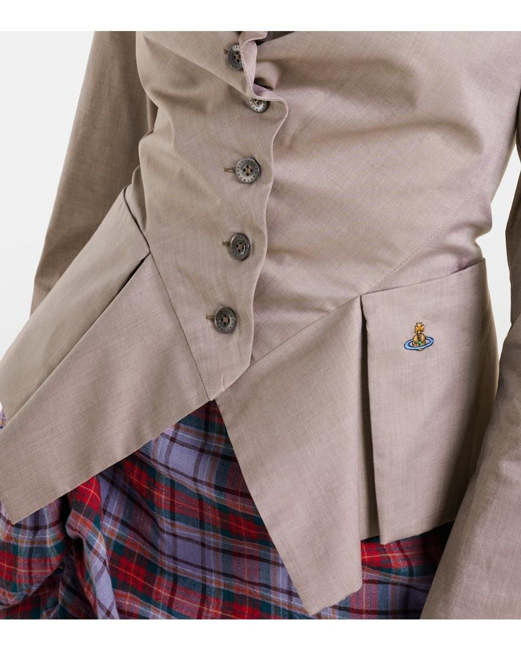Vivienne Westwood Natural Monday Peplum Cotton Poplin Shirt