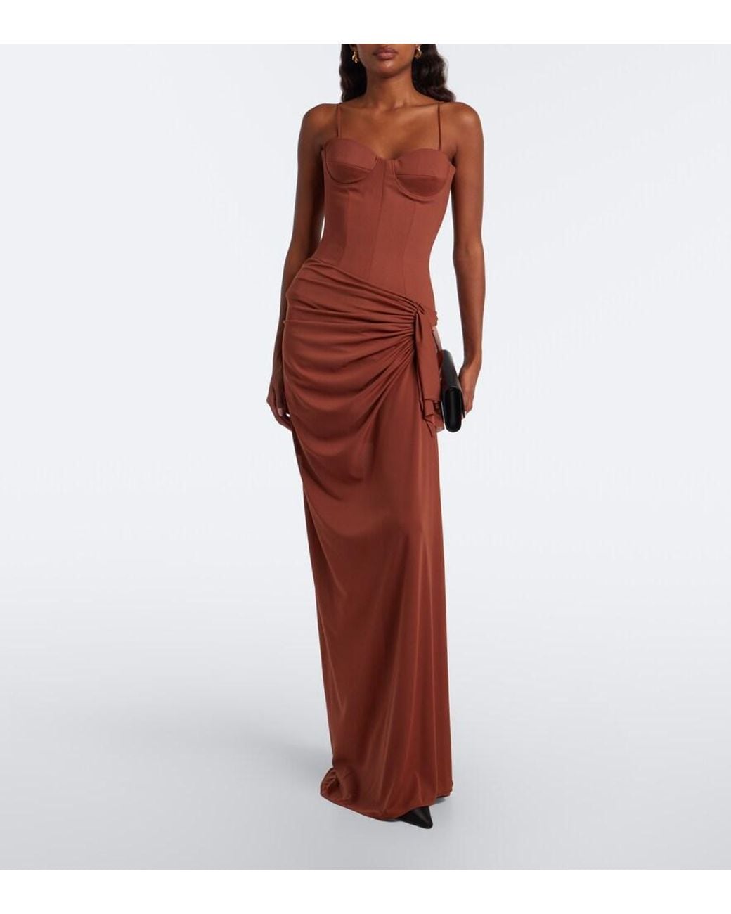 Alex Perry Red Draped Corset Dress