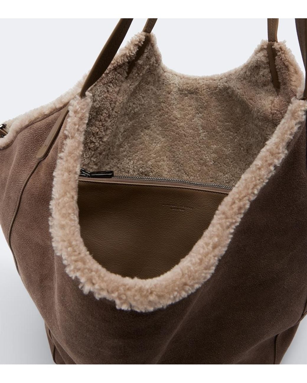 Brunello Cucinelli Brown Duo Large Reversible Leather Tote Bag