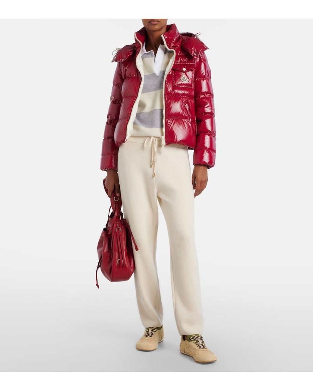 Moncler Red Andro Hooded Down Jacket