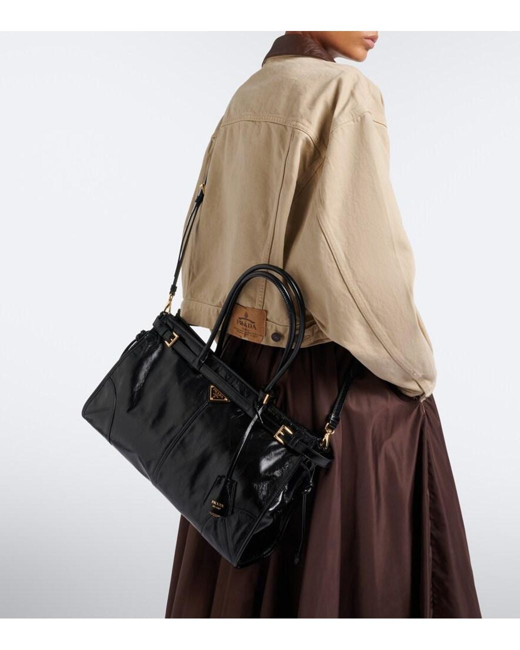 Prada Black Bonnie Large Leather Shoulder Bag