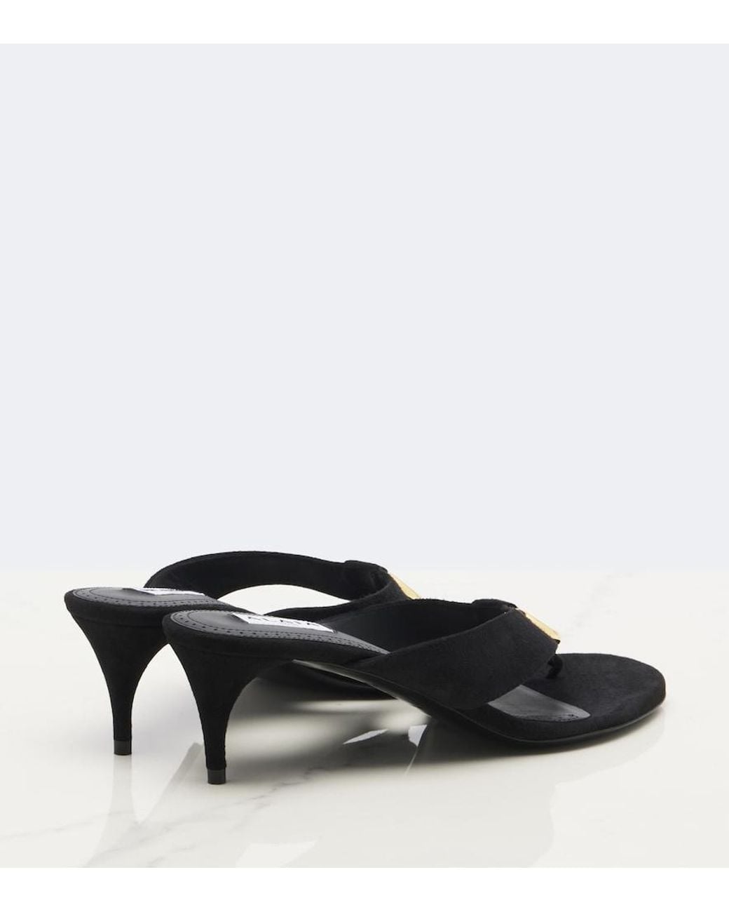 Alaïa Black Infra Suede Thong Sandals