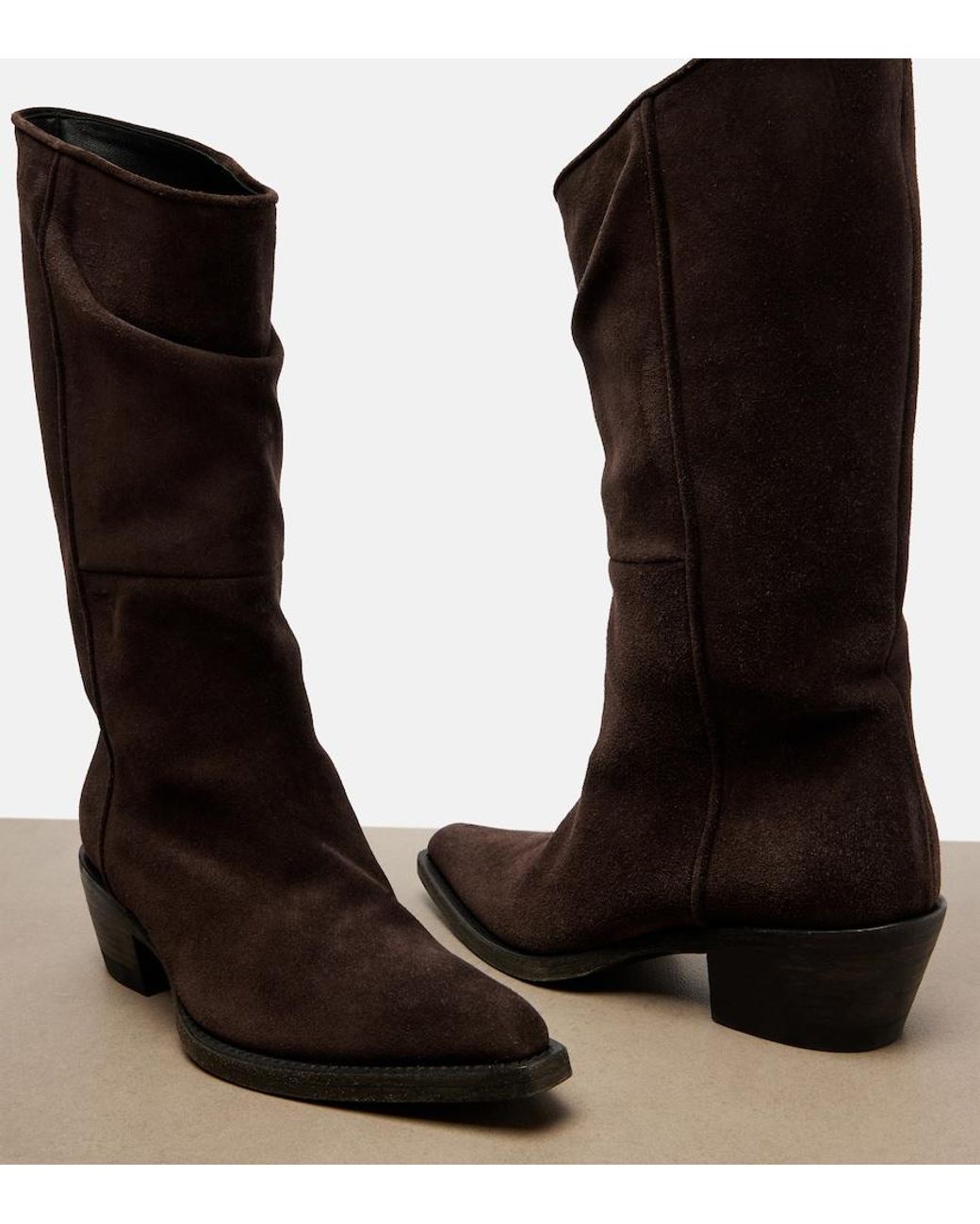 Khaite Black Clive Suede Knee-High Boots