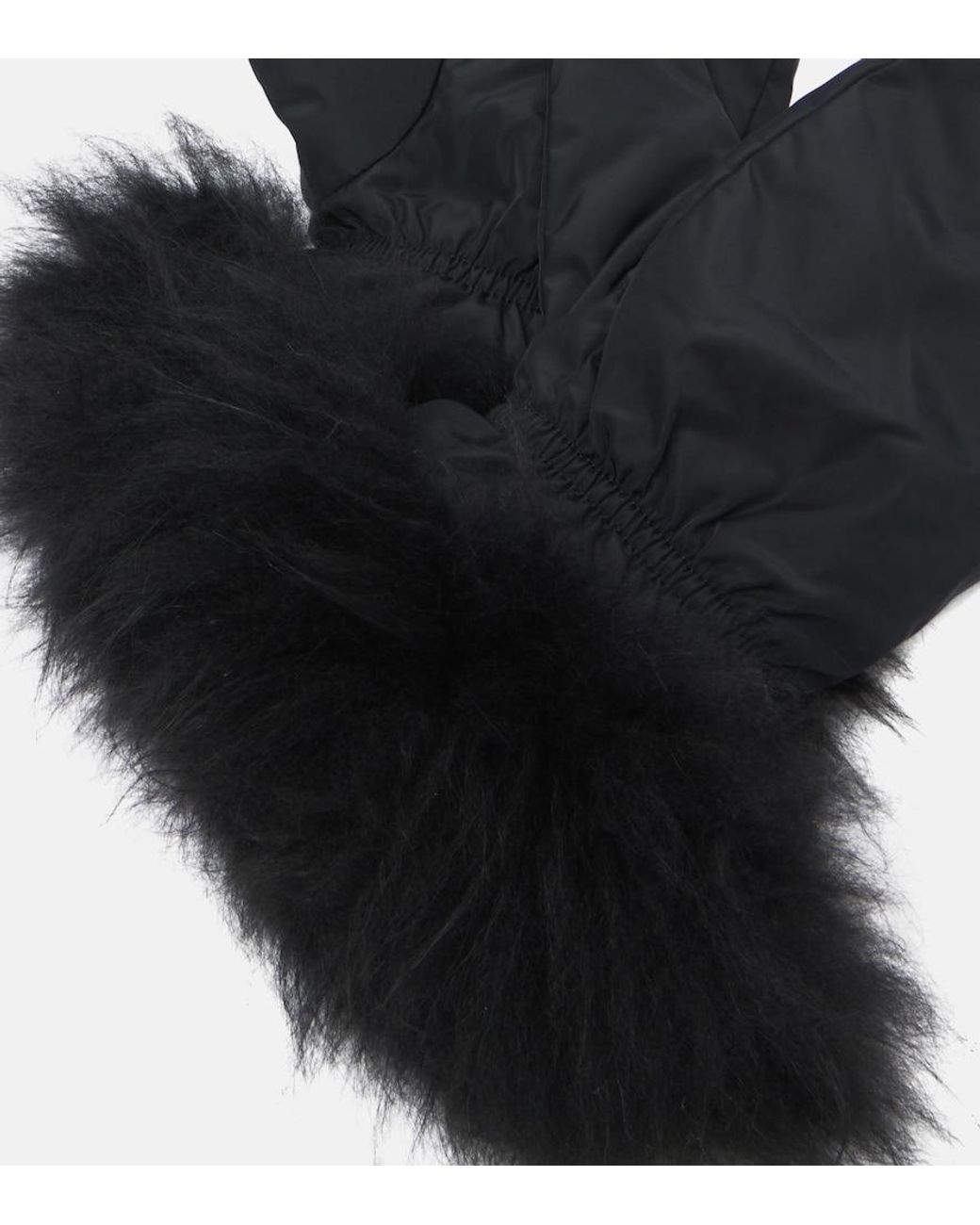 Yves Salomon Black Wool-Trimmed Down Gloves