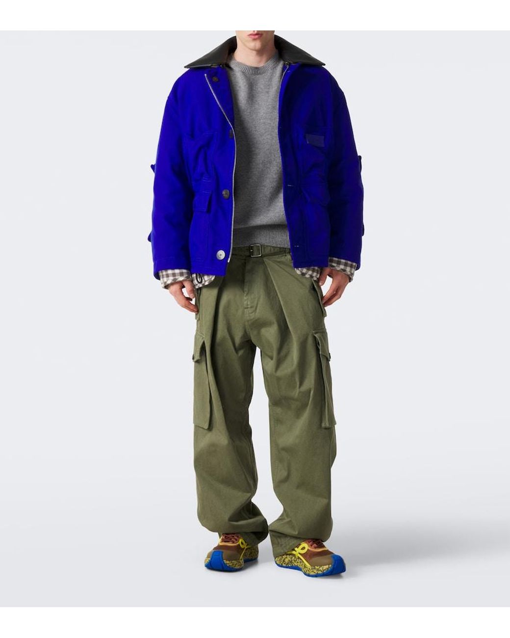 Loewe Blue Pogo Suede-Trimmed Sneakers for men
