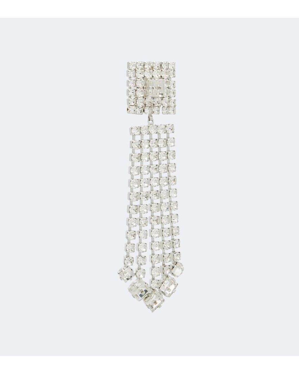 Magda Butrym White Crystal-Embellished Drop Earrings