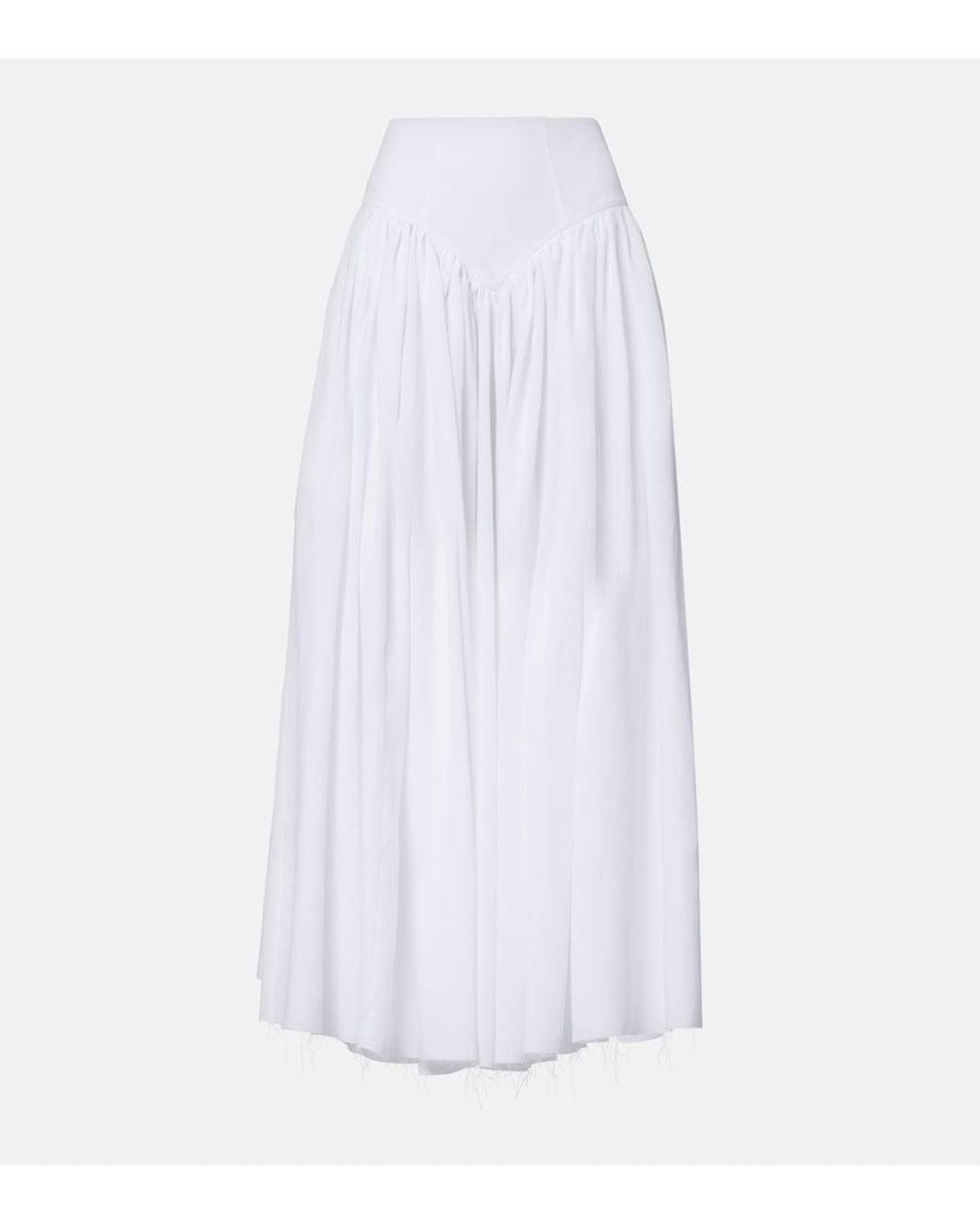 Gabriela Hearst White Juniper Gathered Linen Midi Skirt